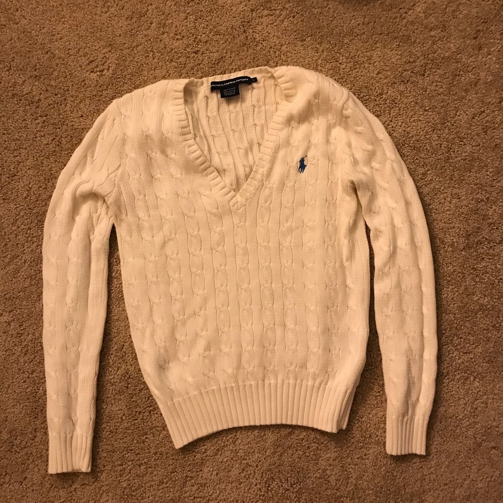 Polo Ralph Lauren white cable knit sweater size L
